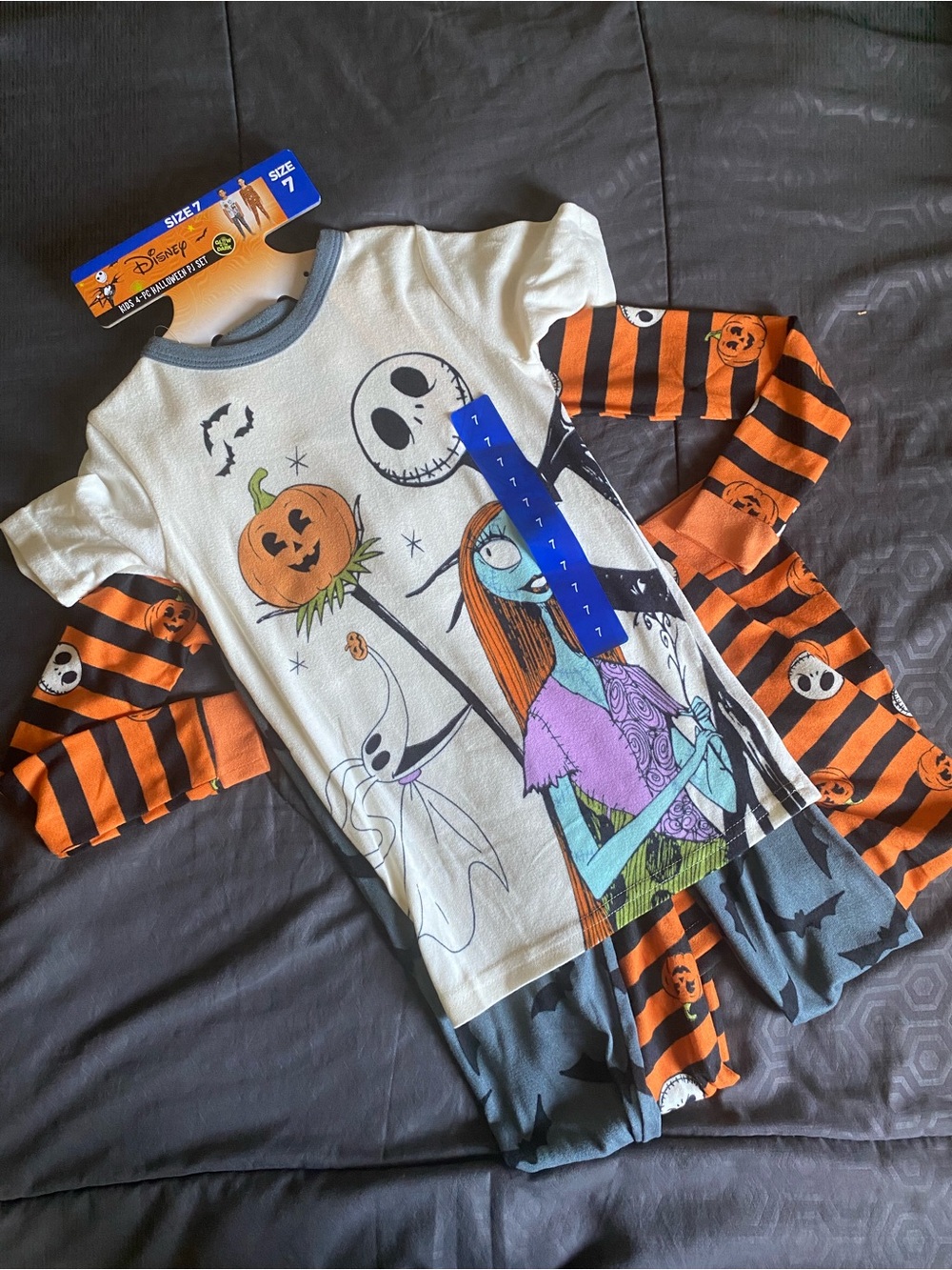 Disney The Nightmare Before Christmas Orange Black White Kids 4pc Pajama